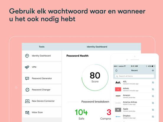 Dashlane-wachtwoordbeheerder iPad app afbeelding 2