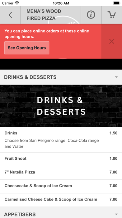Mena’s Woodfired Pizzas Screenshot