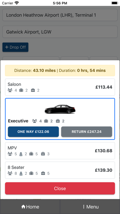 Cabookie Booking Screenshot
