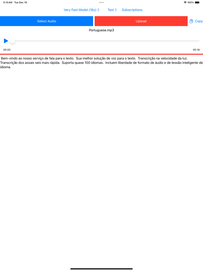 Transcribe  Speech To Text