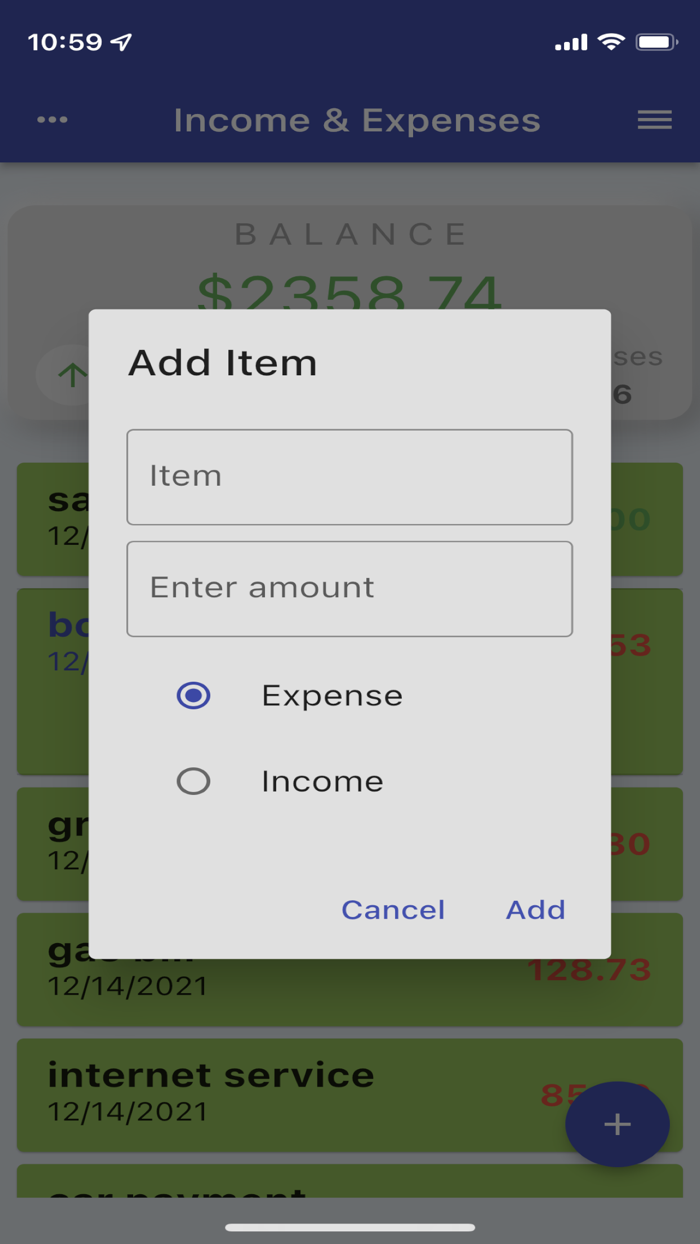 Income and Expense Tracker