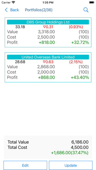 Singapore Stock Quotes Screenshot