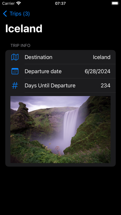 Travel Tracker - Countdown Screenshot