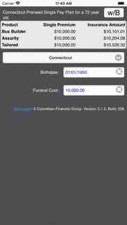 cfg preneed rate calculator iphone screenshot 1