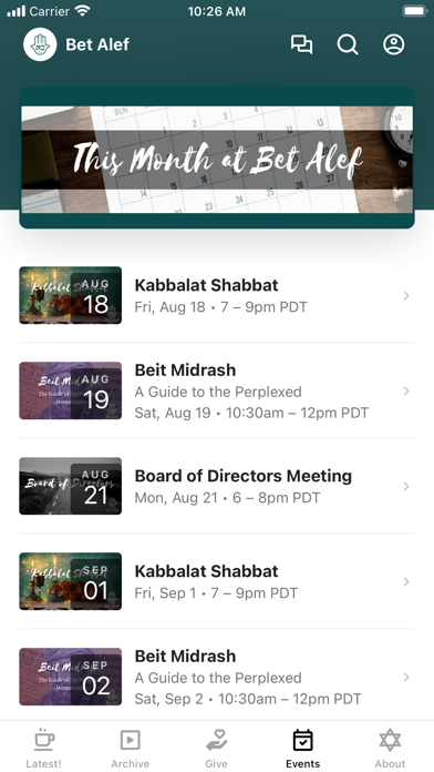 Bet Alef Meditative Synagogue Screenshot