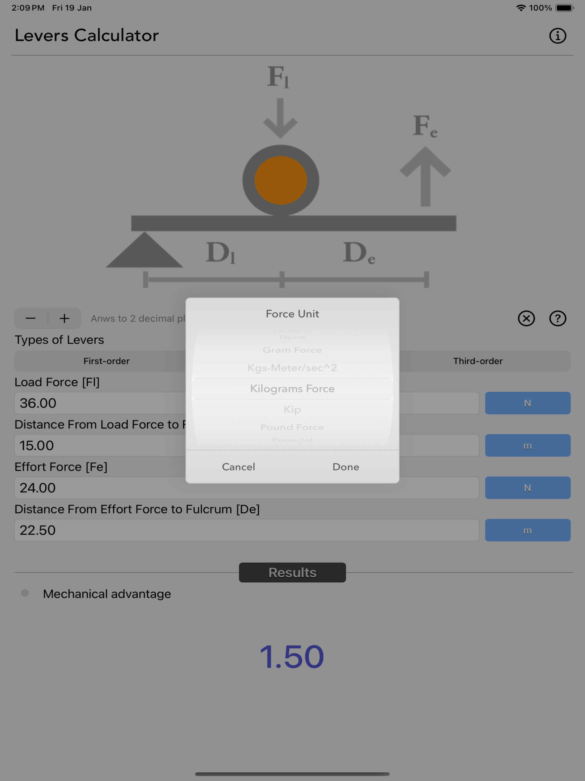 Levers Calculator