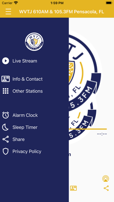 WVTJ AM610 & FM105.3 Radio Screenshot