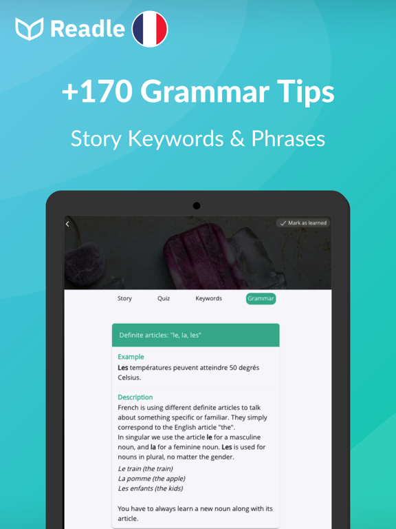 Learn French: News by Readle iPad screenshot 4 - Education app