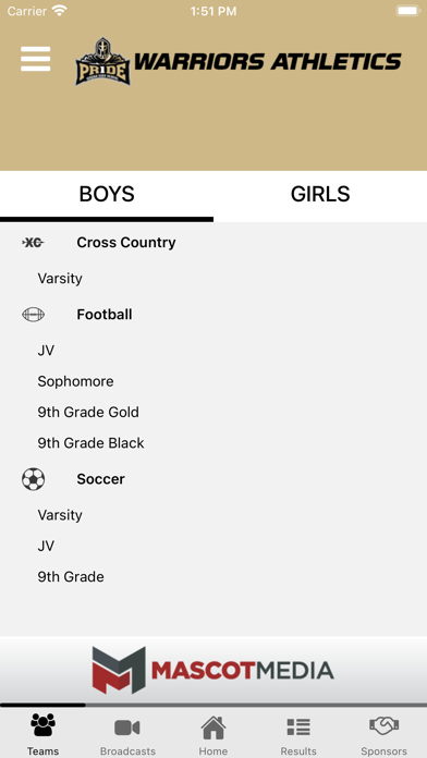 Jordan Warriors Athletics Screenshot