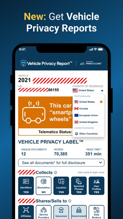 Privacy4Cars: delete car data Screenshot