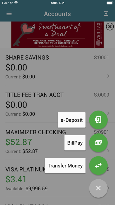 Veritas FCU Mobile App Screenshot