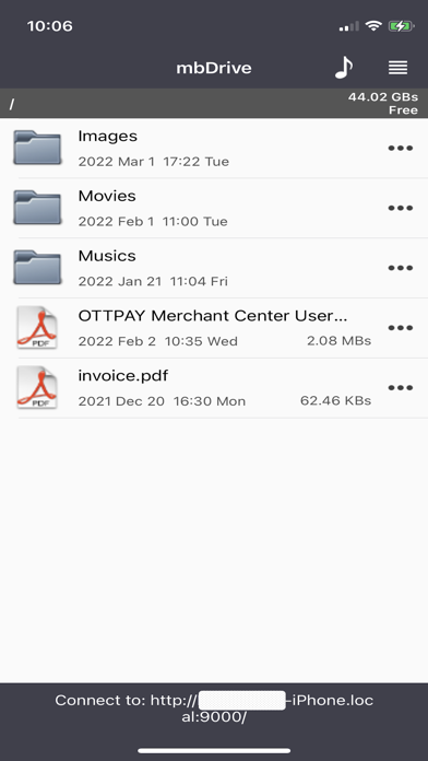Screenshot #1 pour mbDrive Lite - WiFi flash disk