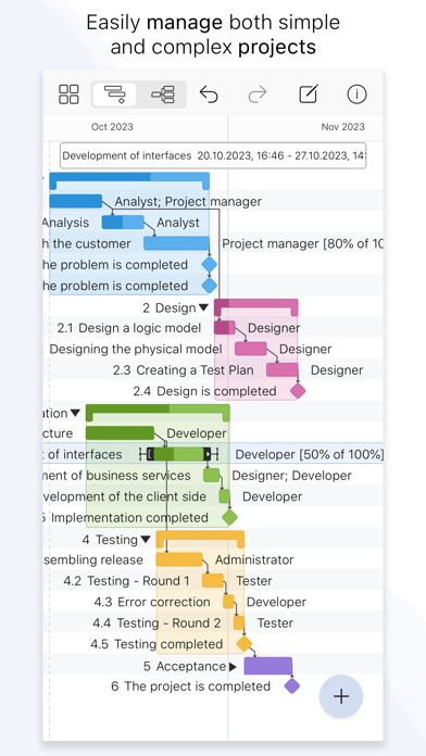 Screenshot #1 pour Project Office X: Gantt chart