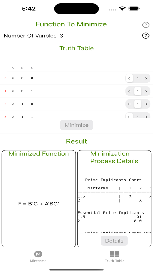 Quine-McCluskey - 1.0 - (iOS)