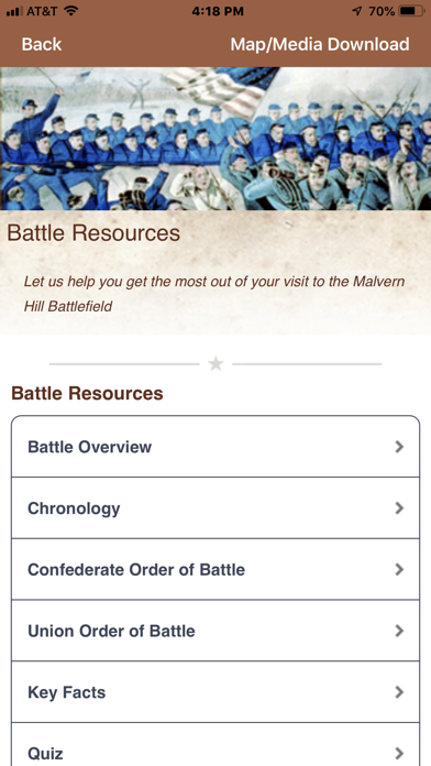 Malvern Hill Battle App Screenshot