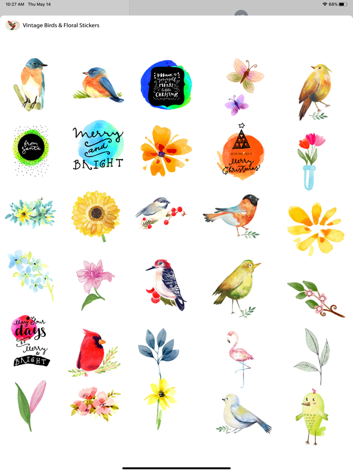 Vintage Birds and Floral Sticker
