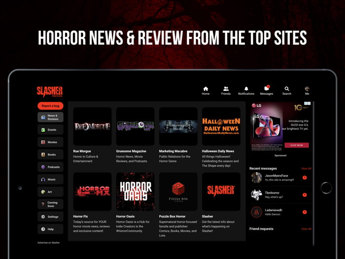 Slasher Horror Social Network
