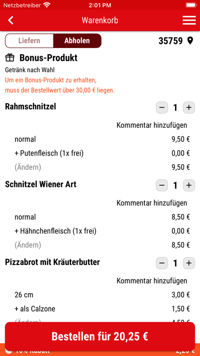 Pizza Werk Driedorf Screenshot