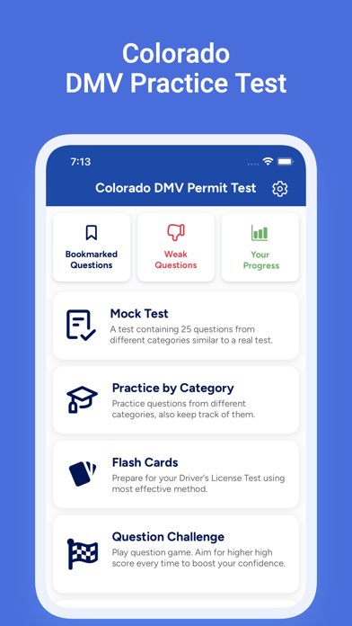 CO DMV Permit Practice Test Screenshot