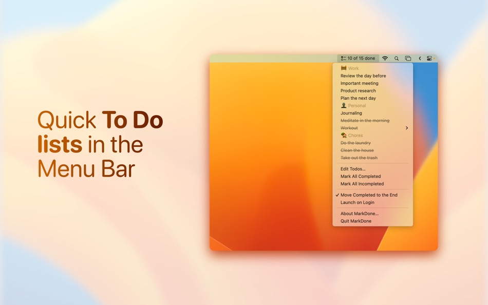 #1. MarkDone • Quick To Do Lists (macOS) 由: Eric Maciel