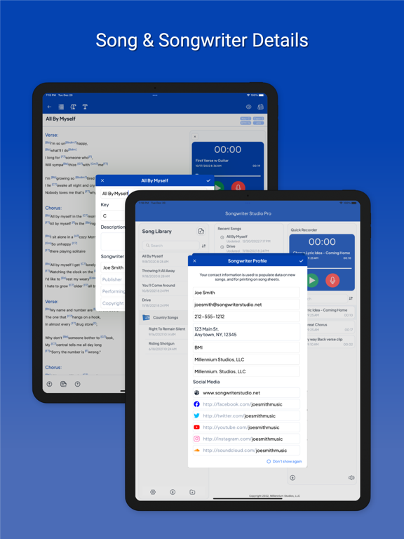 Songwriting Studio iPad screenshot 7 - Music app