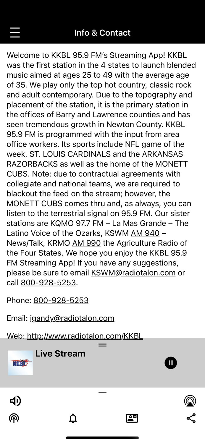 KKBL 95.9 FM  Monett