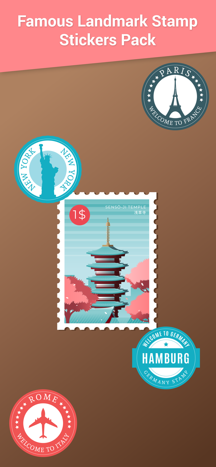 Famous Landmark Stamp Stickers