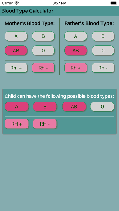 Blood Type Calculator Screenshot