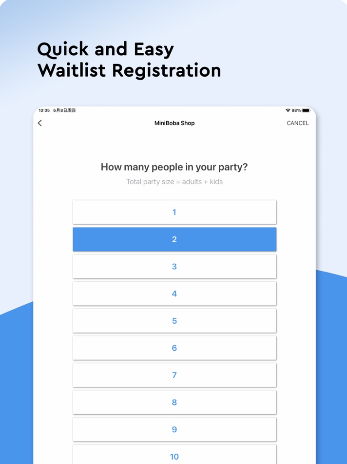 #3. Minitable: Waitlist Kiosk (iOS) 作者: Minitable Tech Inc