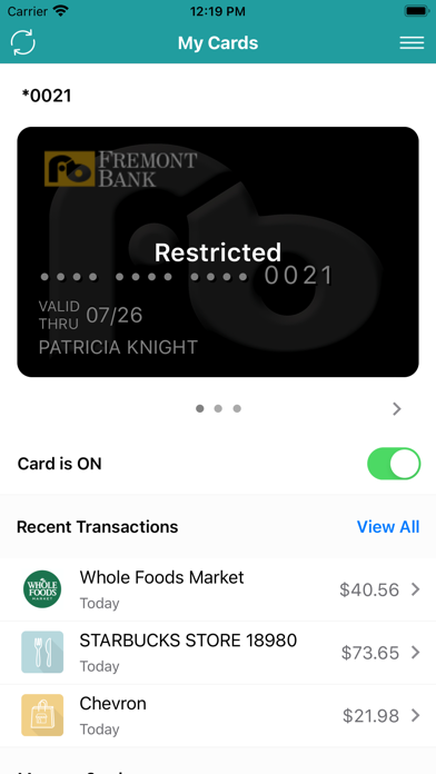 Fremont Bank CardGuard Screenshot