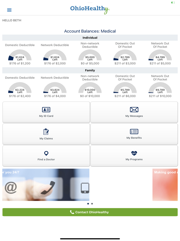 myOhioHealthy iPad screenshot 1 - Health & Fitness app