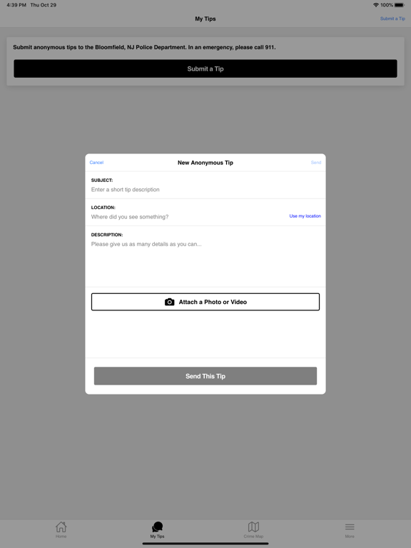 Bloomfield PD iPad screenshot 1 - Utilities app