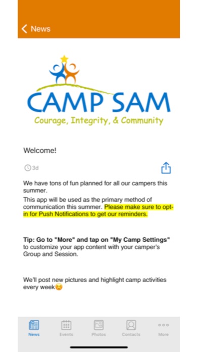 Camp SAM Screenshot