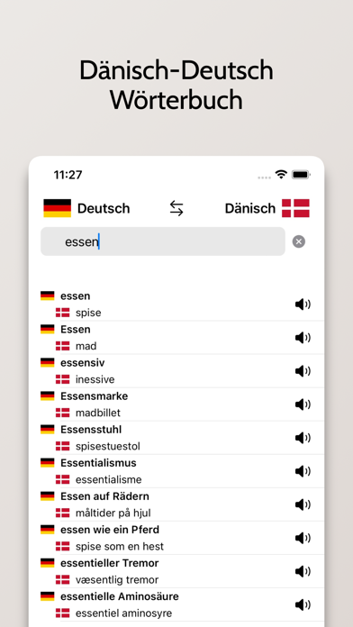 Dänisch-Deutsch Wörterbuch Screenshot