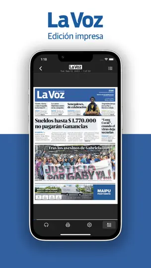 Captura de pantalla de La Voz - Edición Impresa en iPhone 3