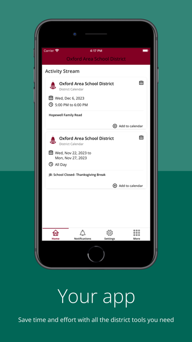 Oxford Area School District Screenshot