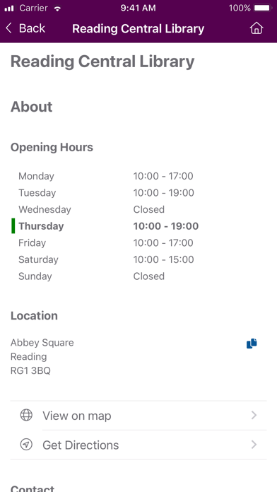 Reading Libraries Screenshot