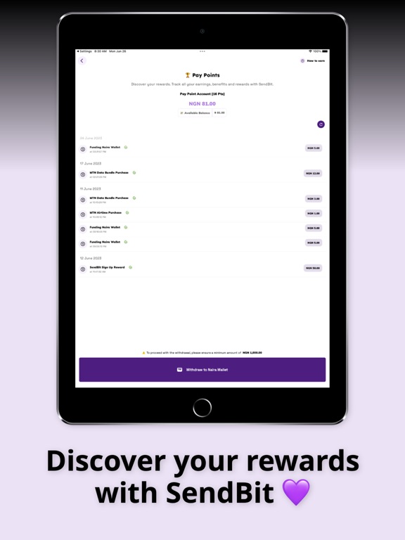 SendBit App iPad screenshot 4 - Finance app
