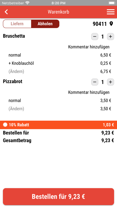Pizza La Bruschetta Nürnberg Screenshot