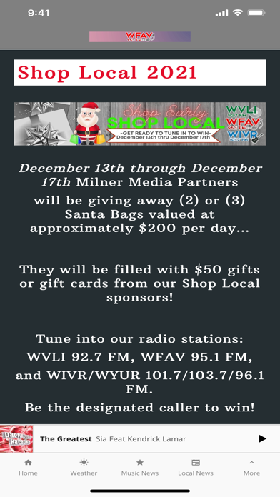WFAV 95.1 Screenshot