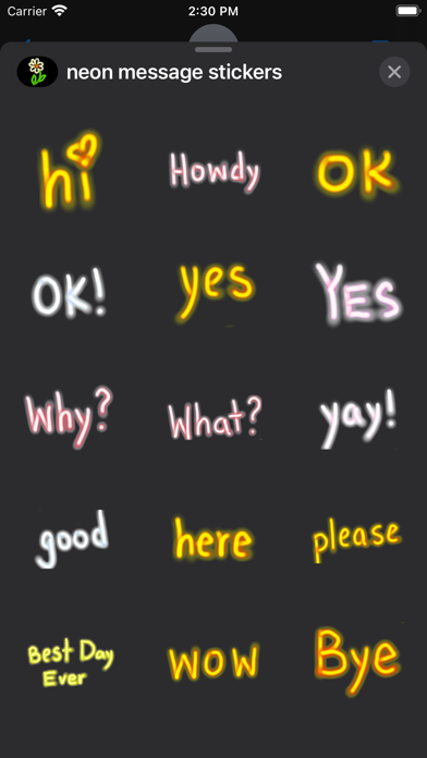 neon message stickers Screenshot