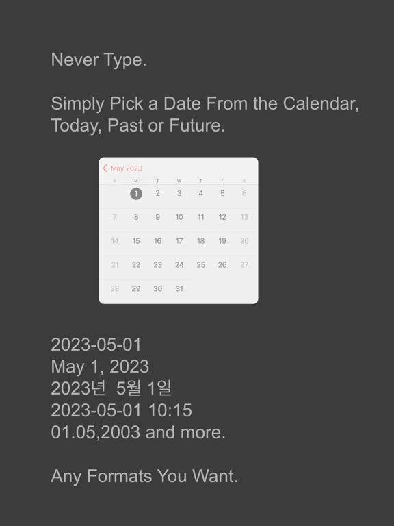 Date & Time Keyboard Pro iPad screenshot 1 - Utilities app