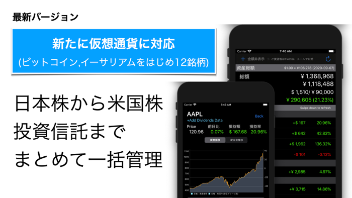 MyFolio 資産管理 日米株-投信-仮想通貨対応