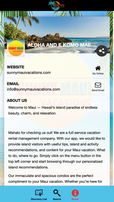 Sunny Maui Vacations Screenshot