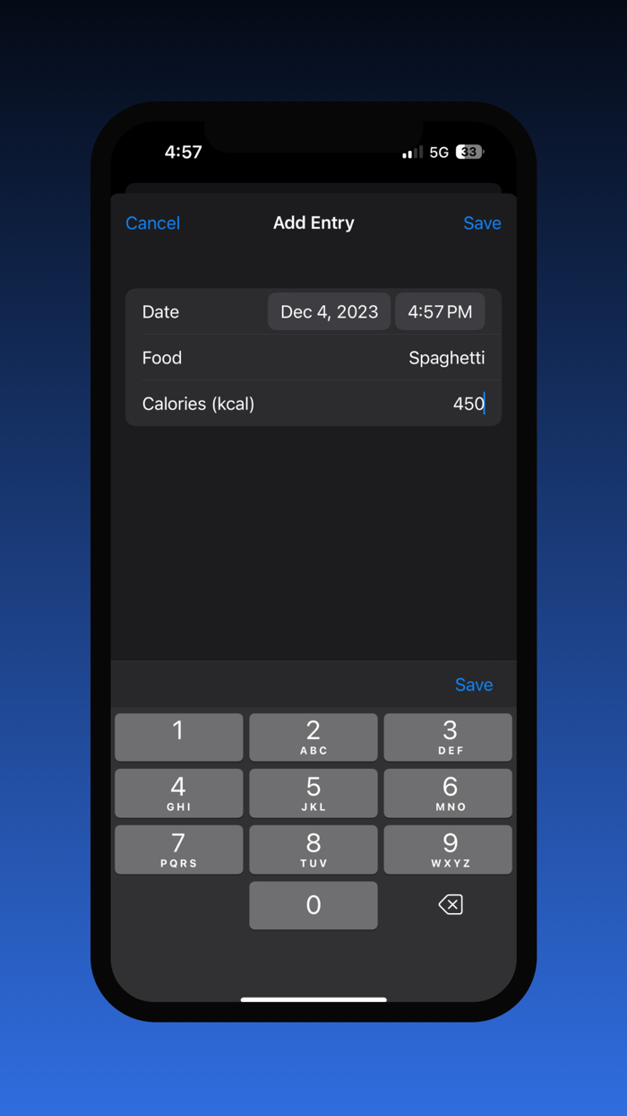 Minimal Calorie Tracker