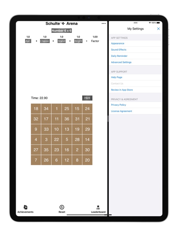 Schulte Arena iPad screenshot 6 - Games app