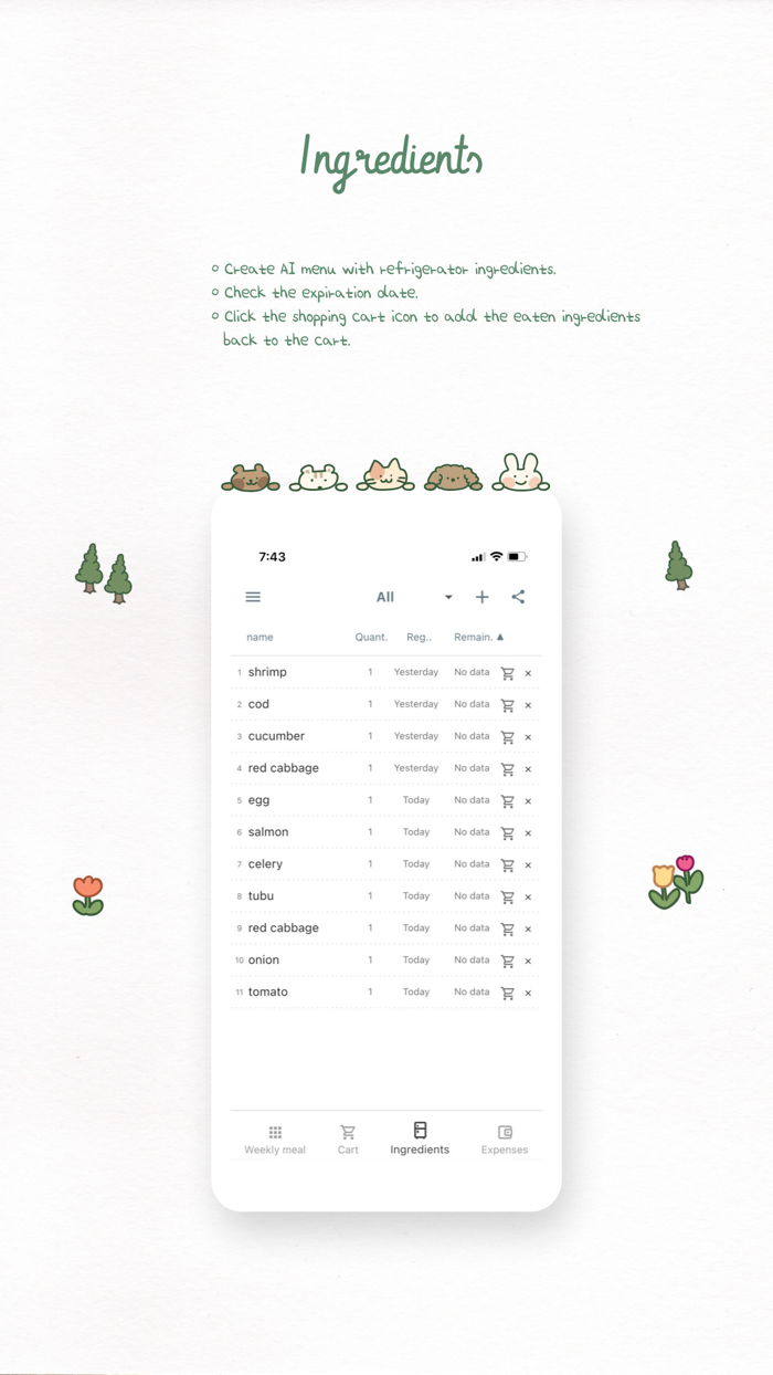 Yurit weekly meal planner