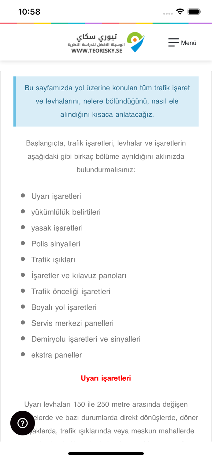 Teori B körkort - Turkiska