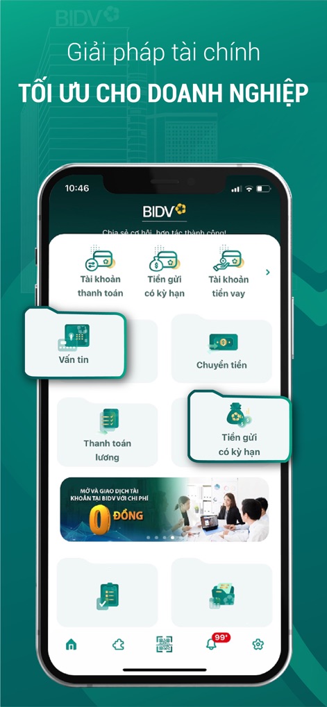 BIDV iBank - This tool offers a consolidated view of financial instruments, presenting key categories like 'Tài khoản thanh toán' (payment accounts) and 'Tiền gửi có kỳ hạn' (term deposits) alongside relevant promotional banners.