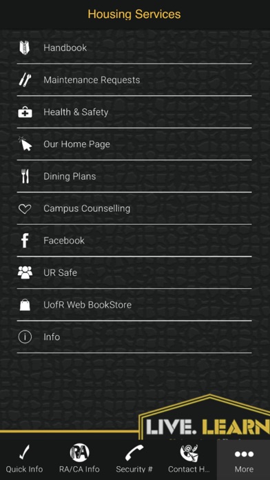 U of R Housing Services Screenshot